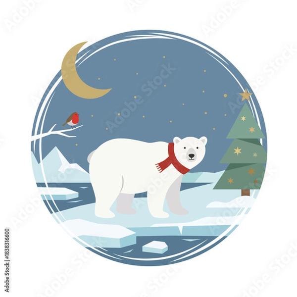 Obraz Polar Bear Under Winter Moon​