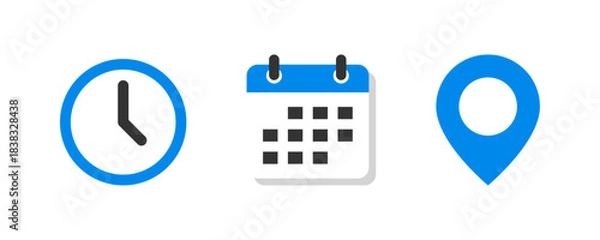 Obraz Time, Date and Location icon set