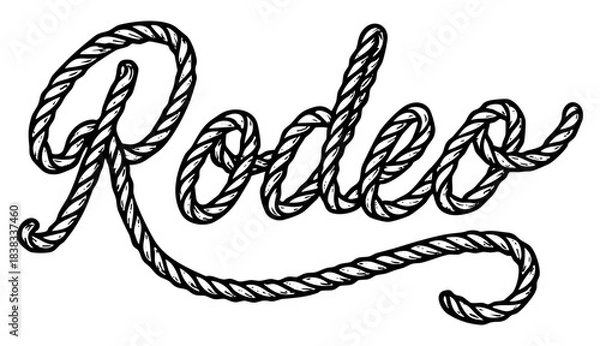 Fototapeta Rodeo word illustration, text effect vector isolated on transparent background	