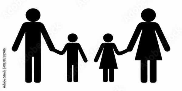 Obraz Simple black silhouette of a family holding hands depicting togetherness