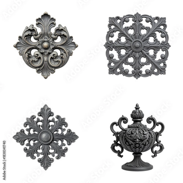 Obraz Collection of dark ornate square elements