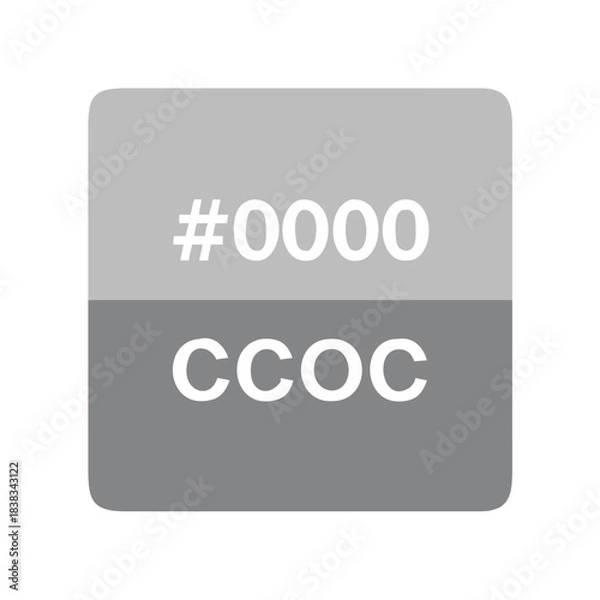 Fototapeta gray color palette icon with hexadecimal code and CCOC label
