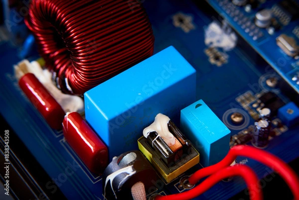 Obraz Close-up of electronic circuit board with electronic components. Technology background