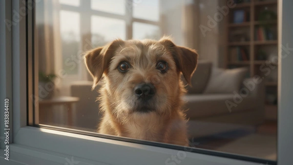 Obraz Dog scared by gunpowder at Christmas