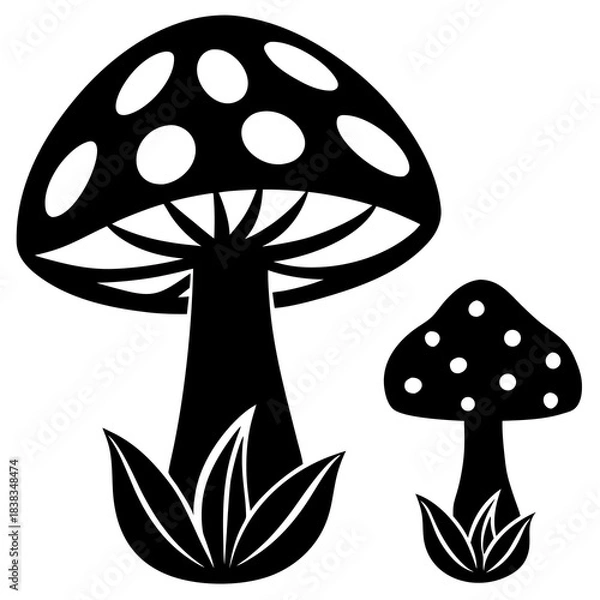 Obraz Mushroom and toadstool vector illustration