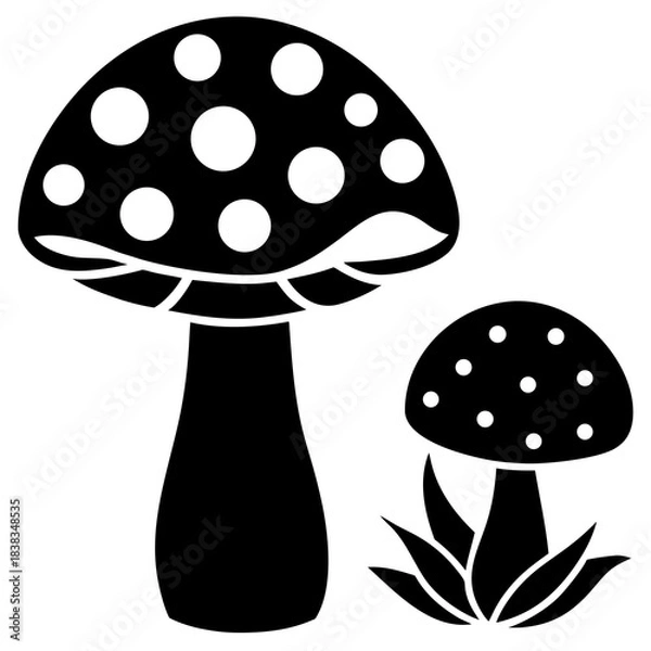 Obraz Mushroom and toadstool vector illustration