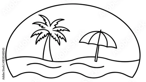 Obraz Panoramic vector beach view illustration