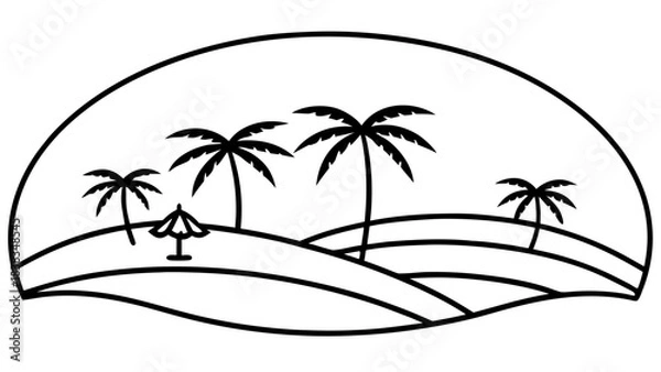 Obraz Panoramic vector beach view illustration
