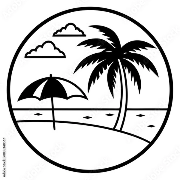 Obraz Panoramic vector beach view illustration