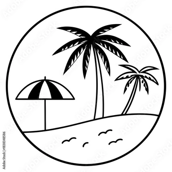 Obraz Panoramic vector beach view illustration