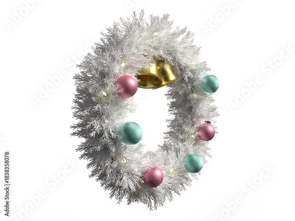 Fototapeta オナーメントで装飾されたクリスマスリースの3Dイラスト