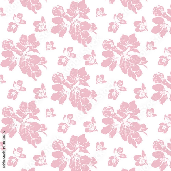 Obraz Apple bloom seamless pattern on white background for classic fabric design