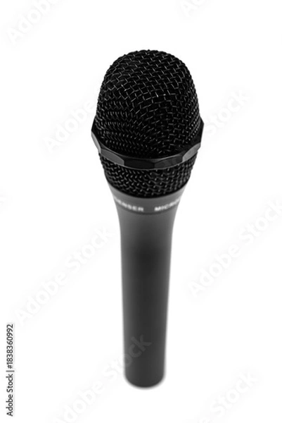 Obraz Black wireless condenser microphone isolated on white background