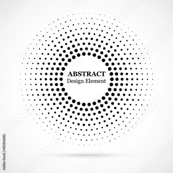 Fototapeta Halftone dotted background circularly distributed. Halftone effect vector pattern. Circle dots isolated on the white background.