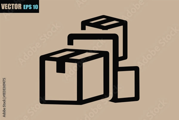 Obraz Stacked delivery packages outline vector icon for shipping logistics