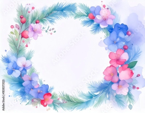 Obraz 花の円形フレーム（AI生成画像）