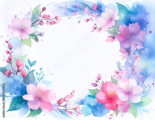 Obraz 花の円形フレーム（AI生成画像）