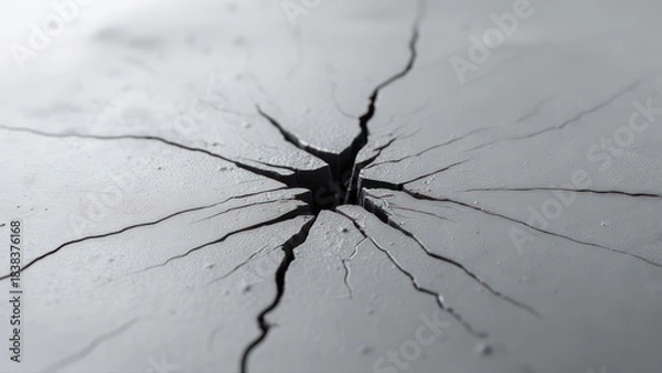 Obraz Cracked surface with radial fracture pattern