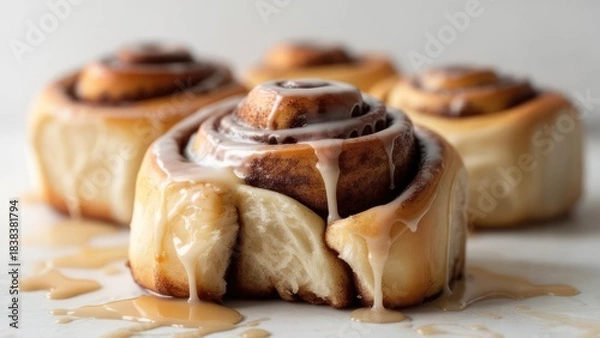 Obraz Cinnamon rolls with glaze and icing