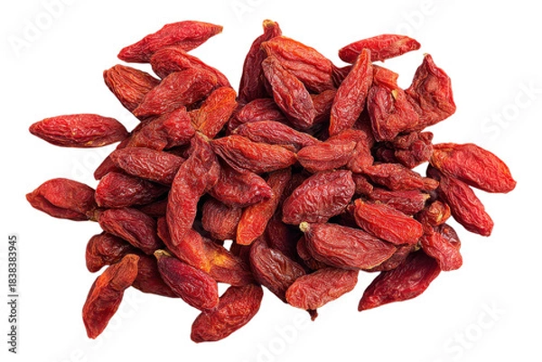 Obraz Healthy Dried Goji Berries Isolated on White or Transparent Background PNG for Mockups