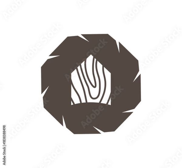 Obraz Rustic Wood Grain Logo with Saw Blade Border