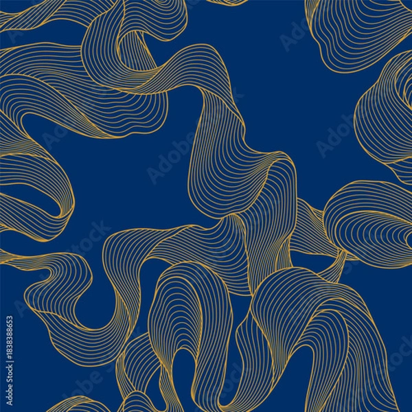 Fototapeta Seamless wave pattern. Abstract background with linear curls.