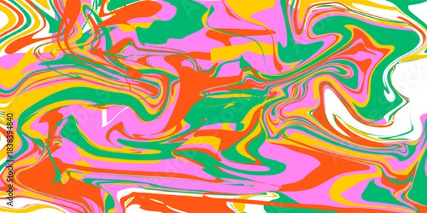 Fototapeta Retro set colorful psychedelic horizontal  backgrounds in style 60s, 70s. Trendy abstract hand drawn waves. Vector illustration