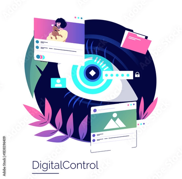 Obraz Eye of Digital Control Vector Illustration
