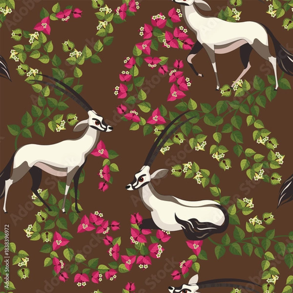 Obraz Oryx antelope seamless pattern
