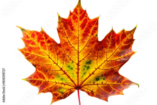 Fototapeta red maple leaf isolated on white background in autumn season