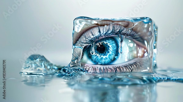 Obraz Human eye frozen inside melting ice cube