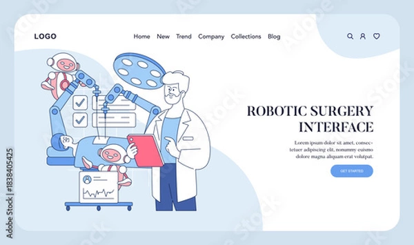 Obraz Robotic Surgery Interface Vector Illustration with Doctor