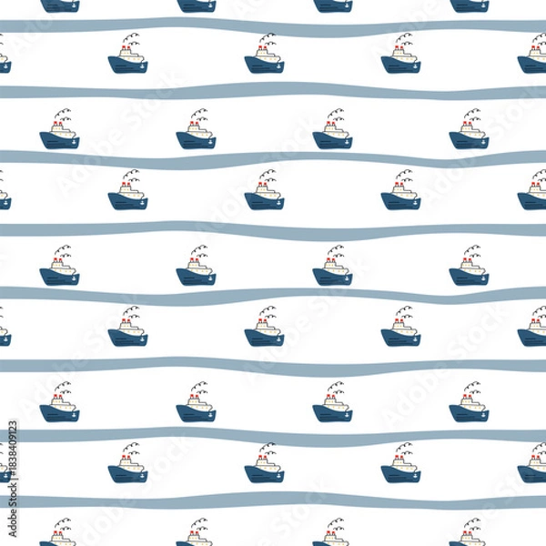 Obraz A fun seamless print with stylized boats