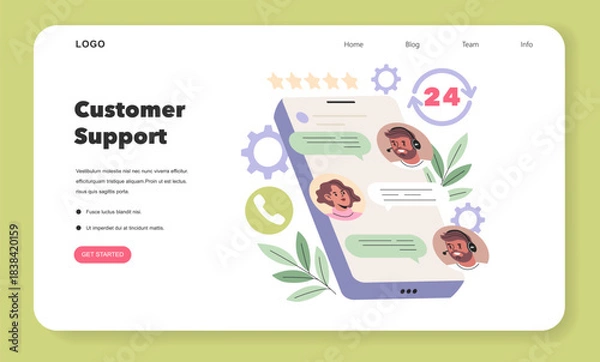 Obraz Customer Support Vector Illustration with Chat Interface