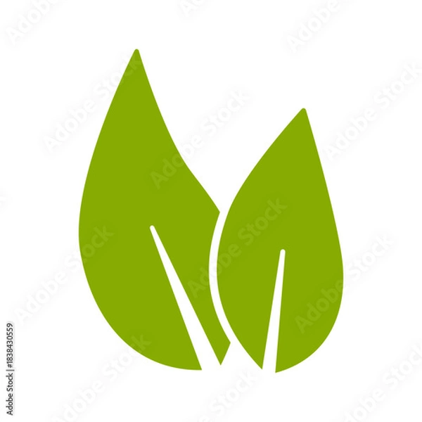 Fototapeta Green Leaves Environment Symbol Plant Based Vegan Badge Sticker Stamp Info Label Sign Icon for Product and Package. Vector Image.