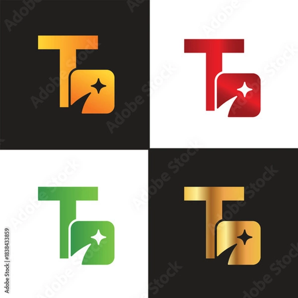 Fototapeta Letter T logo, T logo, AI logo set, modern and minimal design, tech-inspired, colorful icons and symbols, suitable for artificial intelligence, innovation, branding, startups, and digital identity.