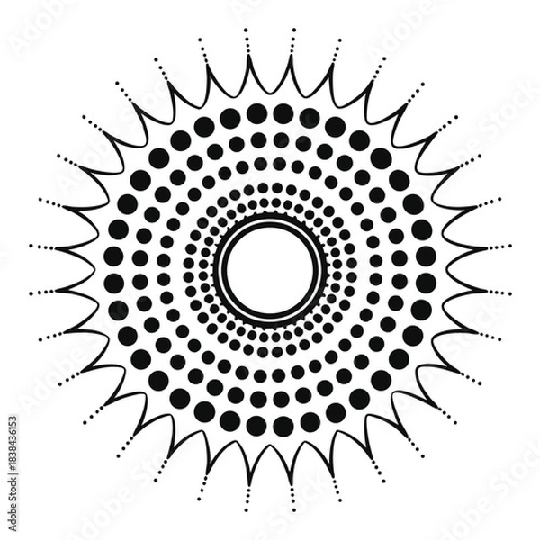 Fototapeta Concentric dot pattern mandala design isolated on white background. Vector