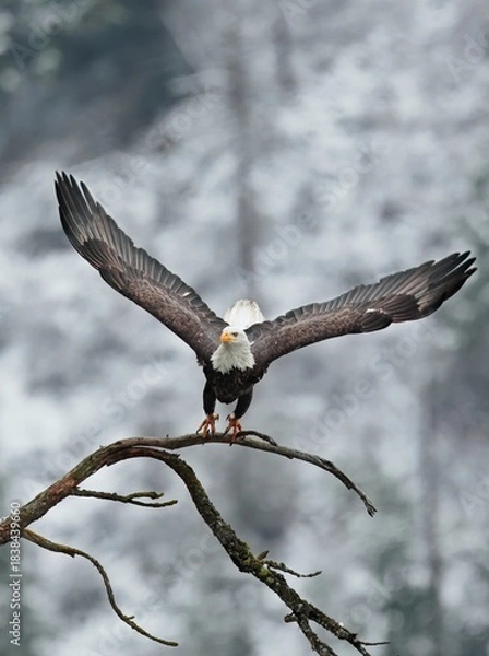 Obraz  Eagle starts to fly from branch.