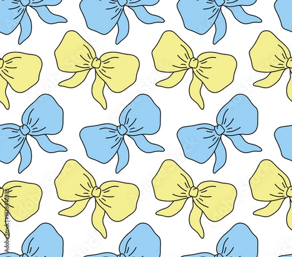 Obraz Yellow and blue bow. Seamless pattern.