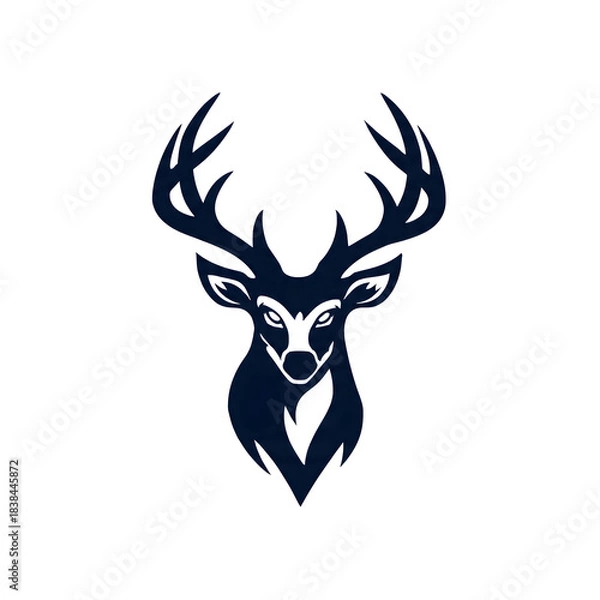 Fototapeta Deer head silhouette, Majestic Stag Emblem
