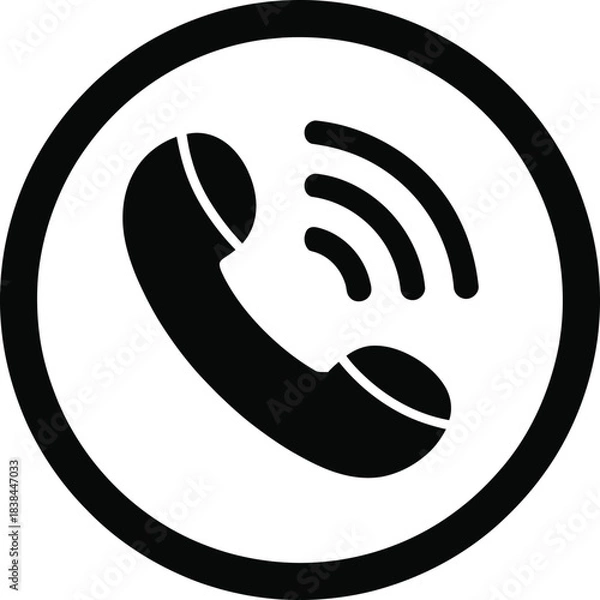Fototapeta Ringing telephone icon in a circle symbol for communication call