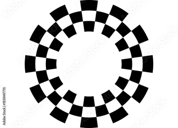 Obraz Vector ring in checkered flag style. Black pixel pattern on white background. Round sports design element. Frame. ring