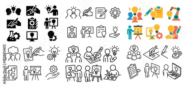 Fototapeta Creative collaboration icons set