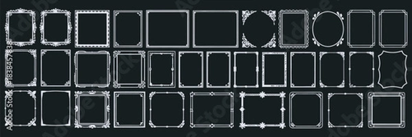 Fototapeta Elegant collection of diverse illuminated frames and futuristic borders for graphic design