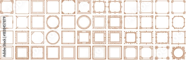 Fototapeta Collection of Ornate Square Frames and Borders - Decorative Design Elements