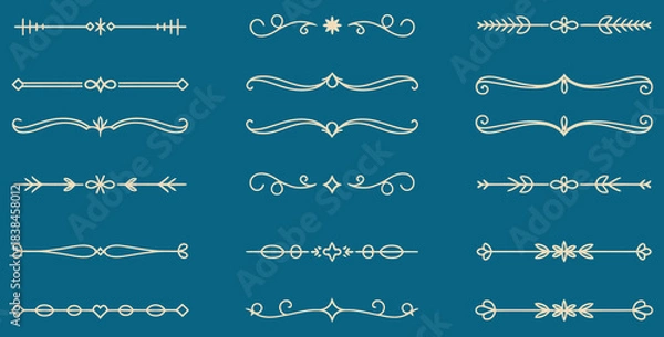 Fototapeta Elegant collection of classic decorative vector design elements and dividers for enhancing document aesthetics