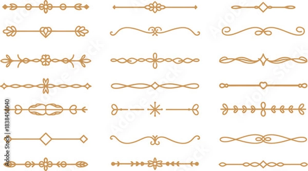 Fototapeta Collection of Elegant Golden Decorative Borders and Ornaments