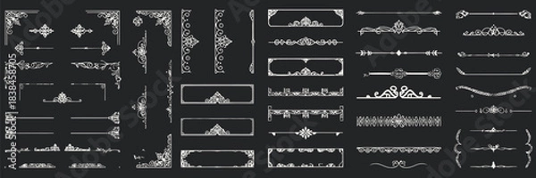 Fototapeta Elegant Vintage Ornate Vector Design Elements Set for Luxurious Graphics and Borders