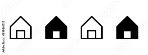 Fototapeta Simple Black and White House Home with Door Residence Mortgage Symbol or Website Homepage Button Badge Sign Icon Set. Vector Image.