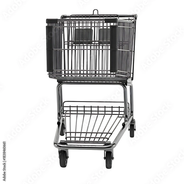 Obraz Empty metal shopping cart with two levels